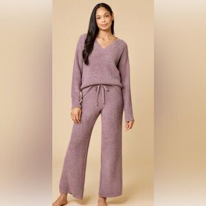 NWT IN BAG SOFTIES Waffle Marshmallow V-Neck Set in Driftwood